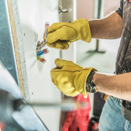 An electrical outlet being installed